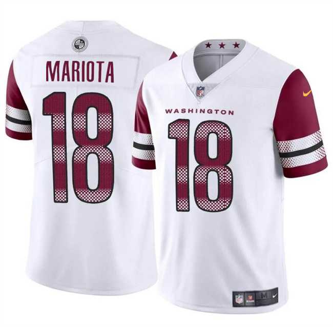 Men & Women & Youth Washington Commanders #18 Marcus Mariota White 2024 Vapor Limited Stitched Jersey->washington commanders->NFL Jersey